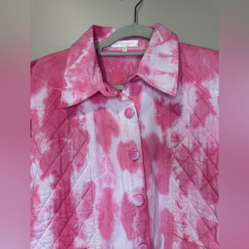 LoveShackFancy Adelaide Quilted Jacked | Medium | Hibiscus - Picture 5 of 8